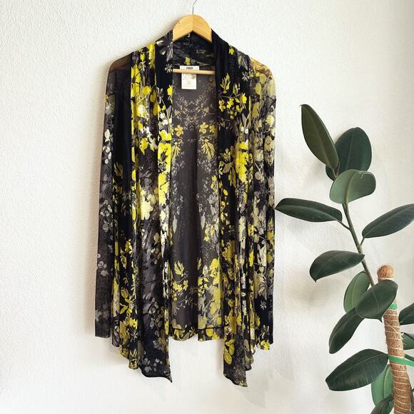 VTG Fuzzi Jean Paul Gaultier Mesh Floral Cardigan Large Y2K 90s Whimsy Italian - Picture 1 of 9